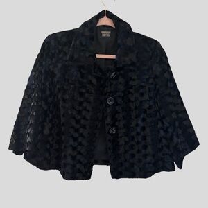 Anthracite Black Textured Faux Fur Cropped Jacket Size 6